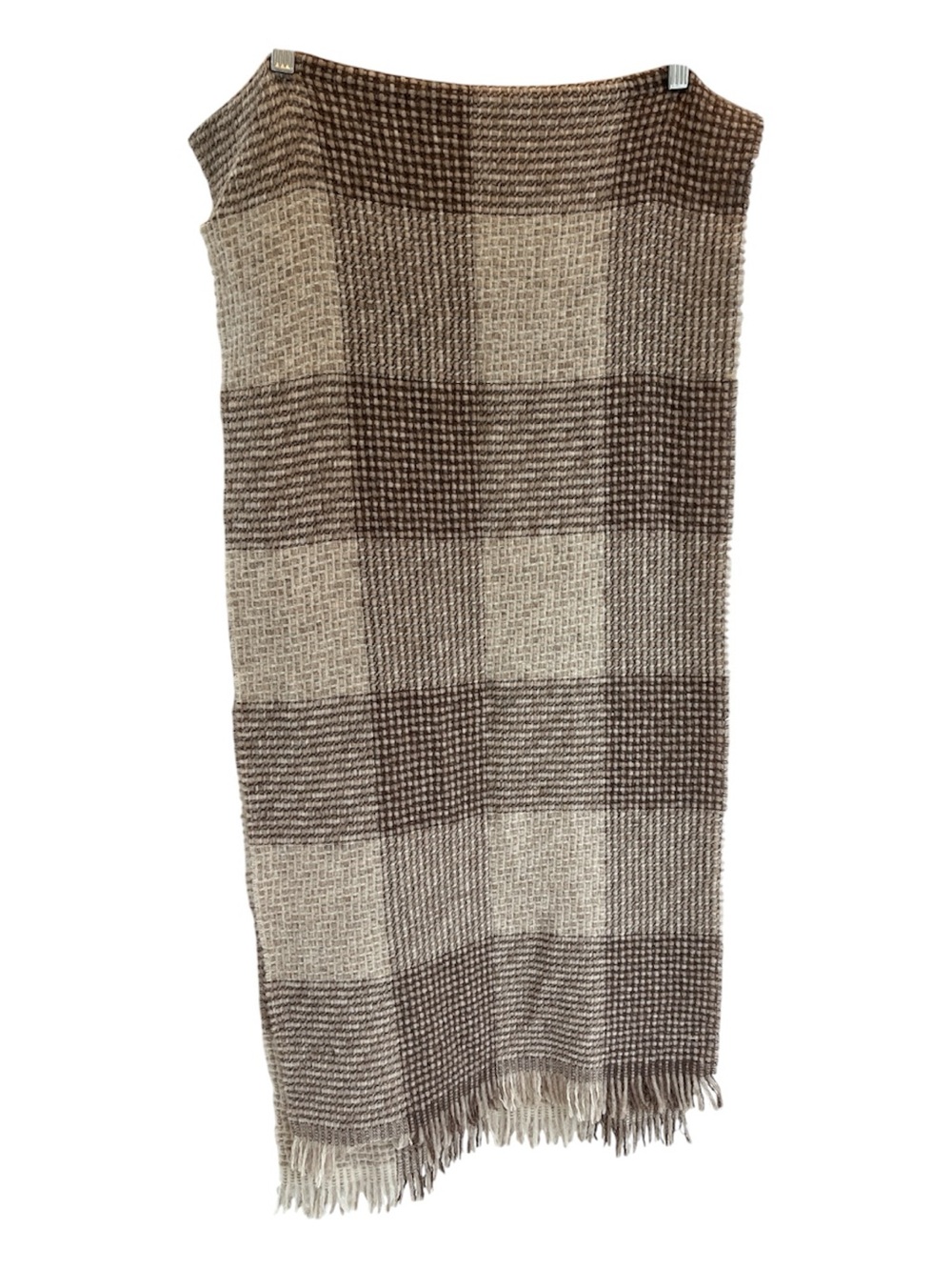 J. Crew Wool Alpaca Blend Oatmeal Plaid Scarf Wrap Shawl